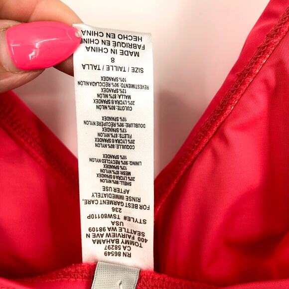 TOMMY BAHAMA Women's Pearl Cross Front One-Piece Swimsuit Size 8 Pink OTS NWT - Picture 8 of 9